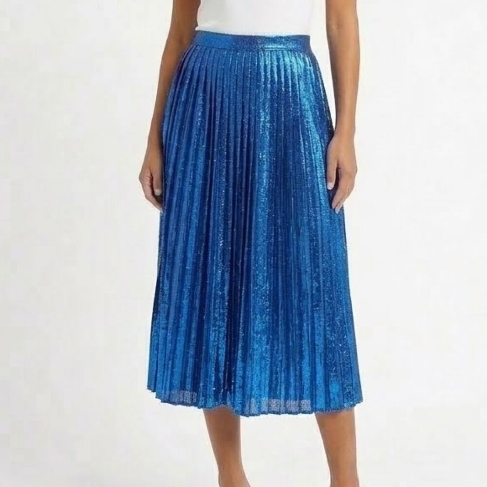 NWT Charlotte Russe Metallic Pleated A-line Skirt Size Large